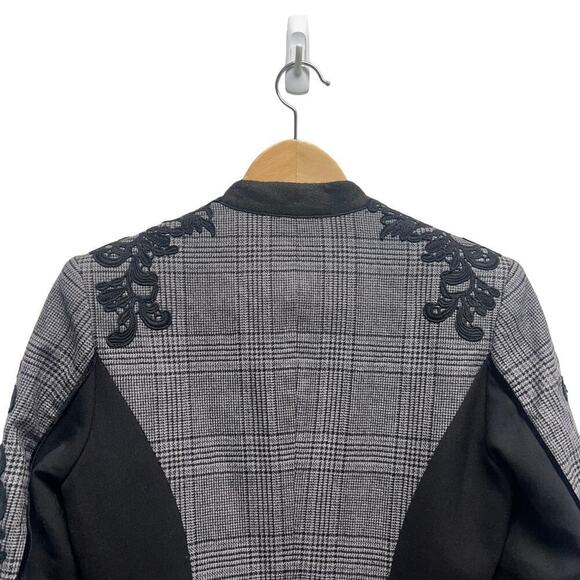 Jonathan Simkhai Wool Plaid Jacket Black and White Size 2 - Picture 7 of 10